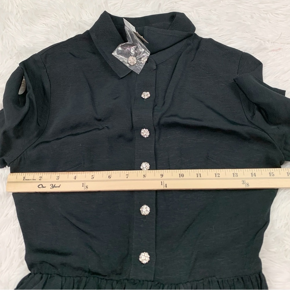 J Crew Collection shirtdress with jewel buttons short sleeve in‎ black - Picture 8 of 11